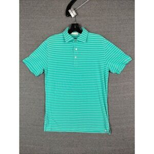 Tasc‎ Mens Shirt Small Aqua Blue Stripe Organic Cotton Performance Golf Polo